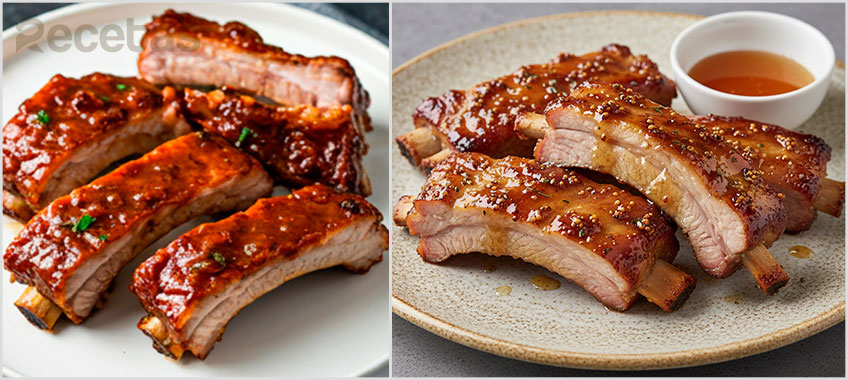 Costillas de cerdo con salsa de mostaza y miel al horno
